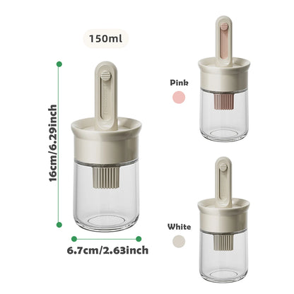 Distribuidor de Azeite com Escova de Silicone 2 em 1 para Cozinha - Frasco de Óleo e Molho de Vinagre - Ideal para Cozinhar, Churrasco e Fritar - Doce Casa