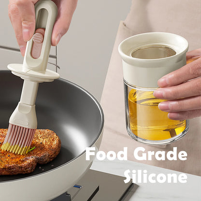 Distribuidor de Azeite com Escova de Silicone 2 em 1 para Cozinha - Frasco de Óleo e Molho de Vinagre - Ideal para Cozinhar, Churrasco e Fritar - Doce Casa