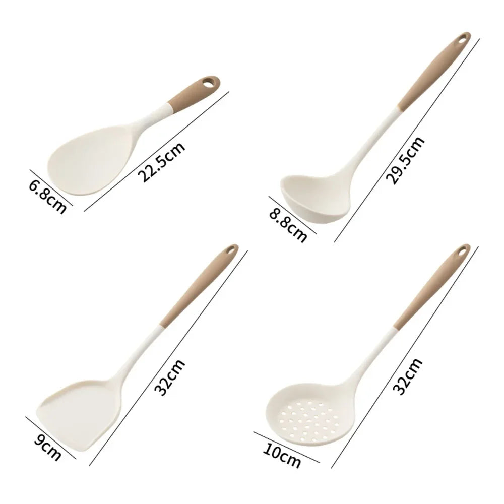 Conjunto de Utensílios de Cozinha de Silicone Para Panelas Antiaderentes - Doce Casa