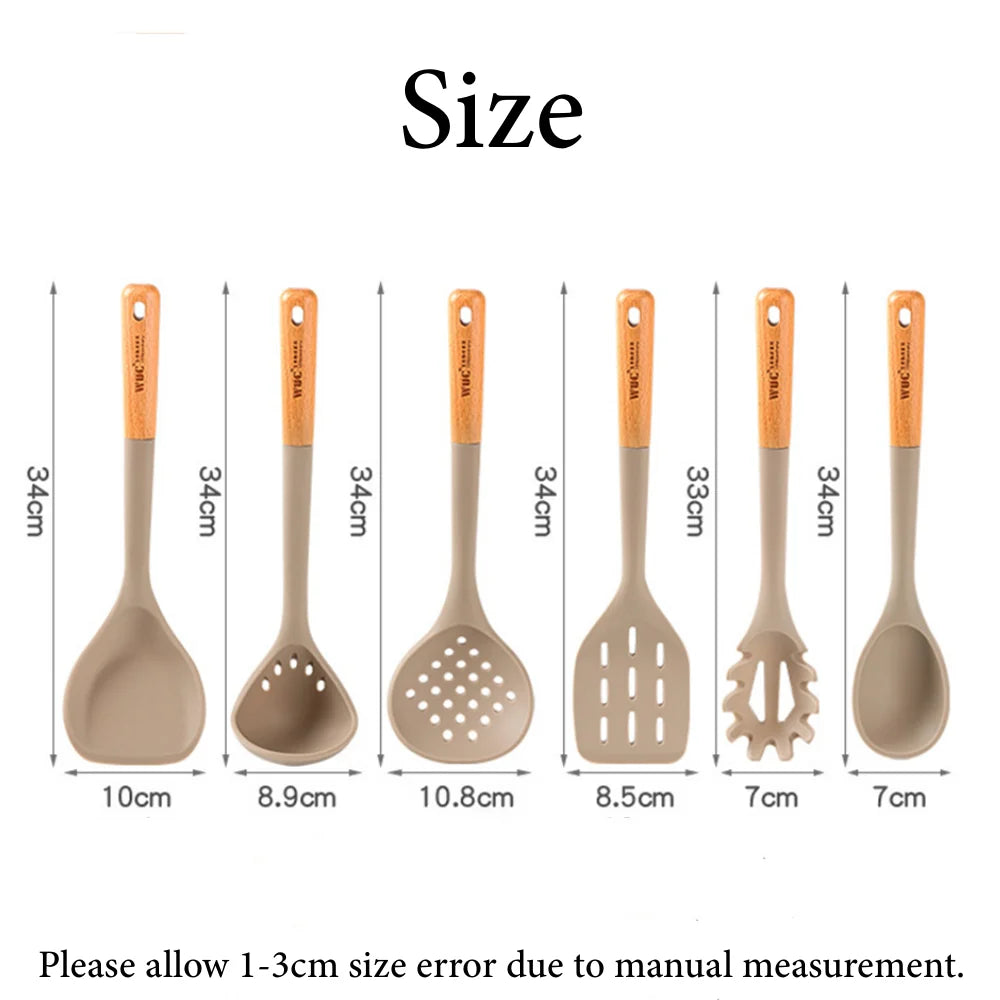 Utensilios em Silicone e Madeira