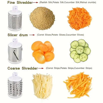 Cortador e Fatiador de Vegetais Manual - Máquina Multifuncional com 3 Tambores Afiados - Triturador de Alho e Batata - Doce Casa